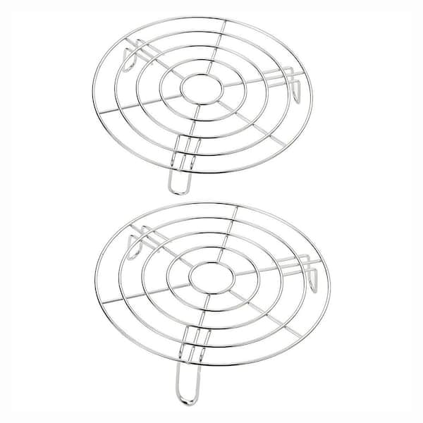 Stainless Steel Silver Cooling Rack Set 2-Pack for Baking Steaming Grilling Air Fryer Pressure Cooker