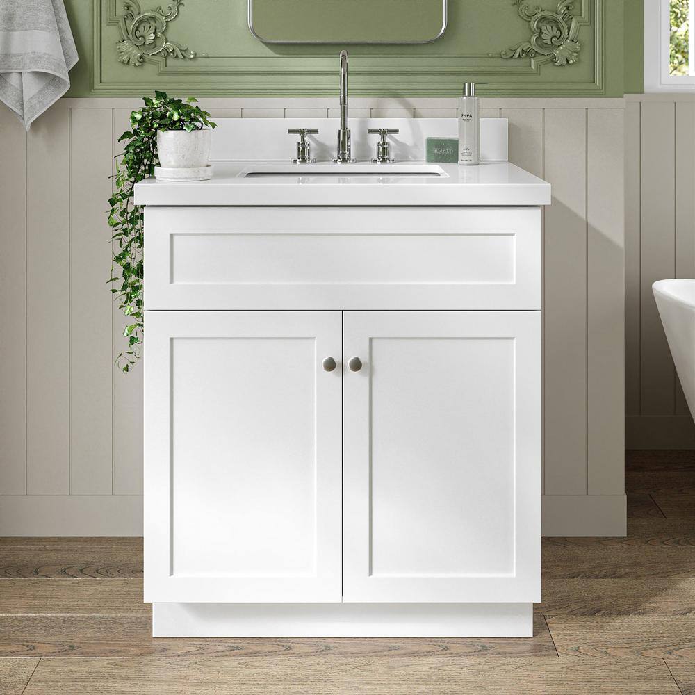 Hamlet 30" White Solid Wood Freestanding Bathroom Vanity Cabinet