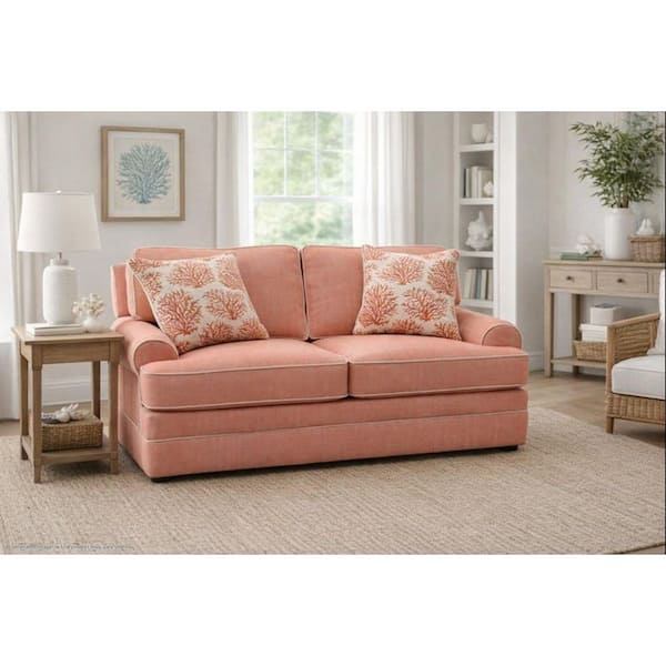 Daybreak Coral 69 in. 2 Cushion Polyester Blend Upholstered Loveseat with Removable Cushions