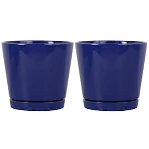 8 in. Blue Knack Ceramic Planter, Decorative Pots Set of 2