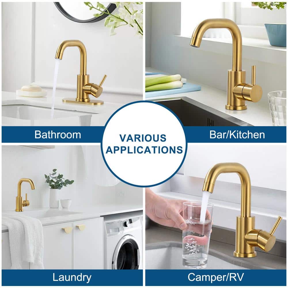 Brushed Gold Stainless Steel Single Handle Bar Faucet