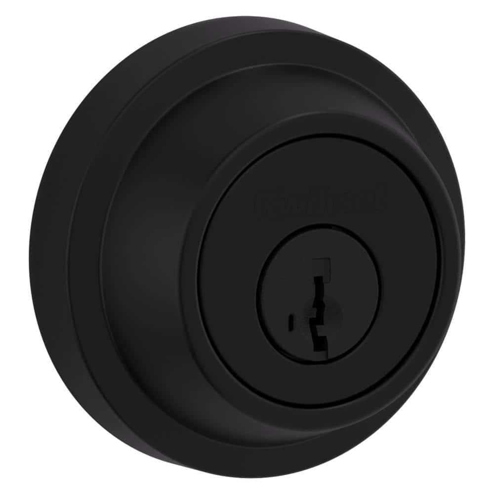 Kwikset Round Matte Black Single Cylinder Deadbolt Featuring SmartKey Security 660RDT 514 SMT