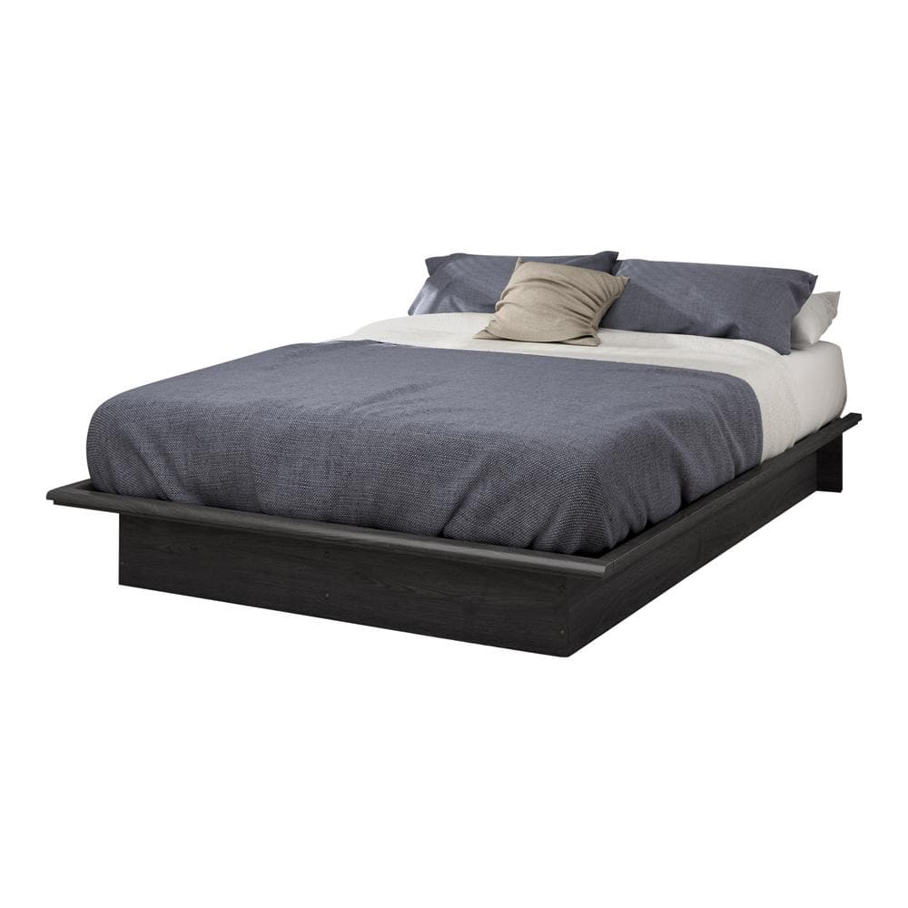 Gray Oak Full Platform Bed with Storage