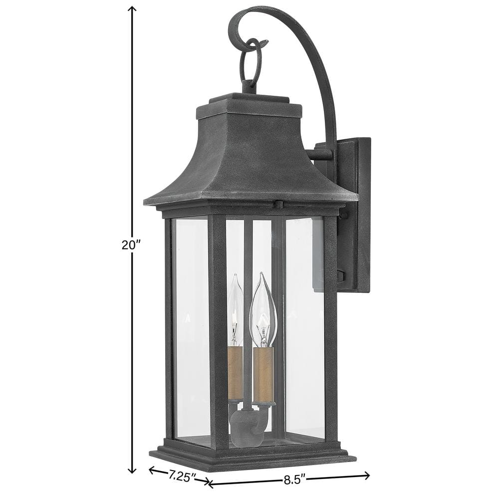 Adair Aged Zinc 20" Outdoor Wall Mount Lantern with Clear Glass