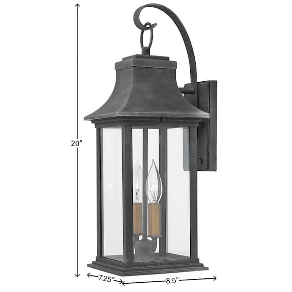 HINKLEY - Adair Medium 2-Light Aged Zinc Outdoor Wall Lantern