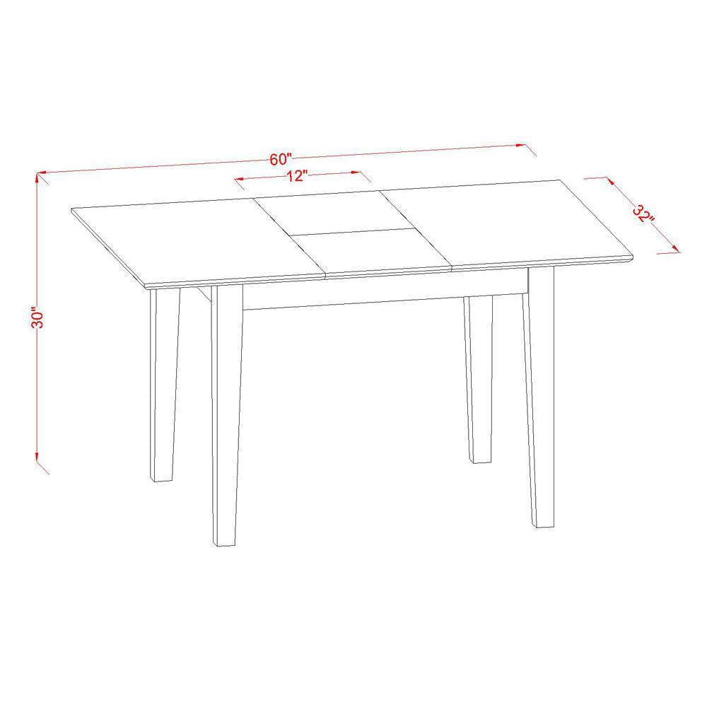 Mahogany 5-Piece Wood Dining Set with Slat Back Chairs
