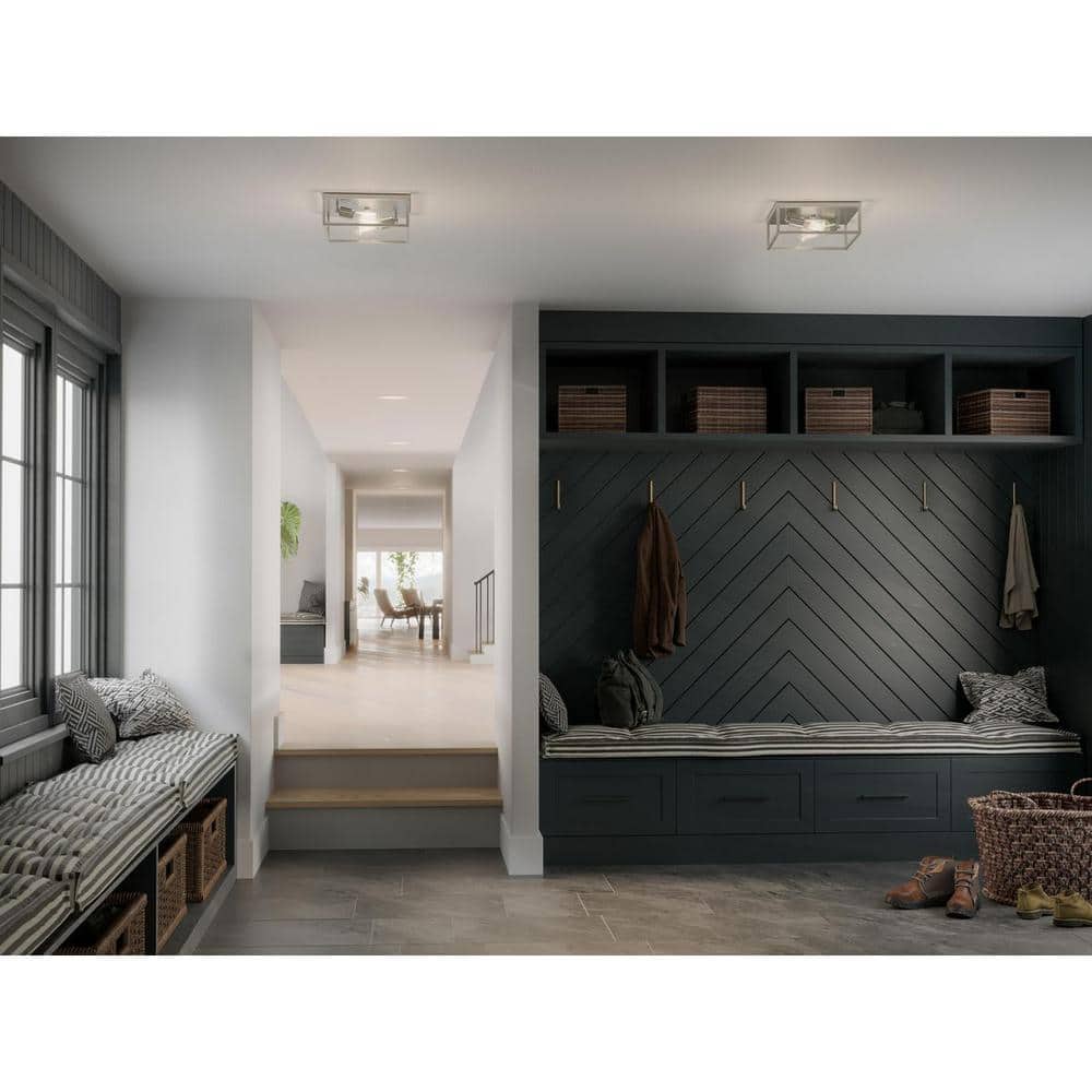 Elegant Square Brushed Nickel 12" Modern Flush Mount Ceiling Light