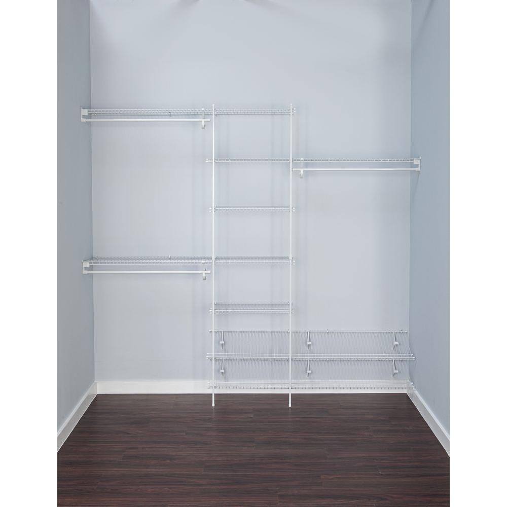 White Ventilated Steel 5ft to 8ft Closet Organizer Kit