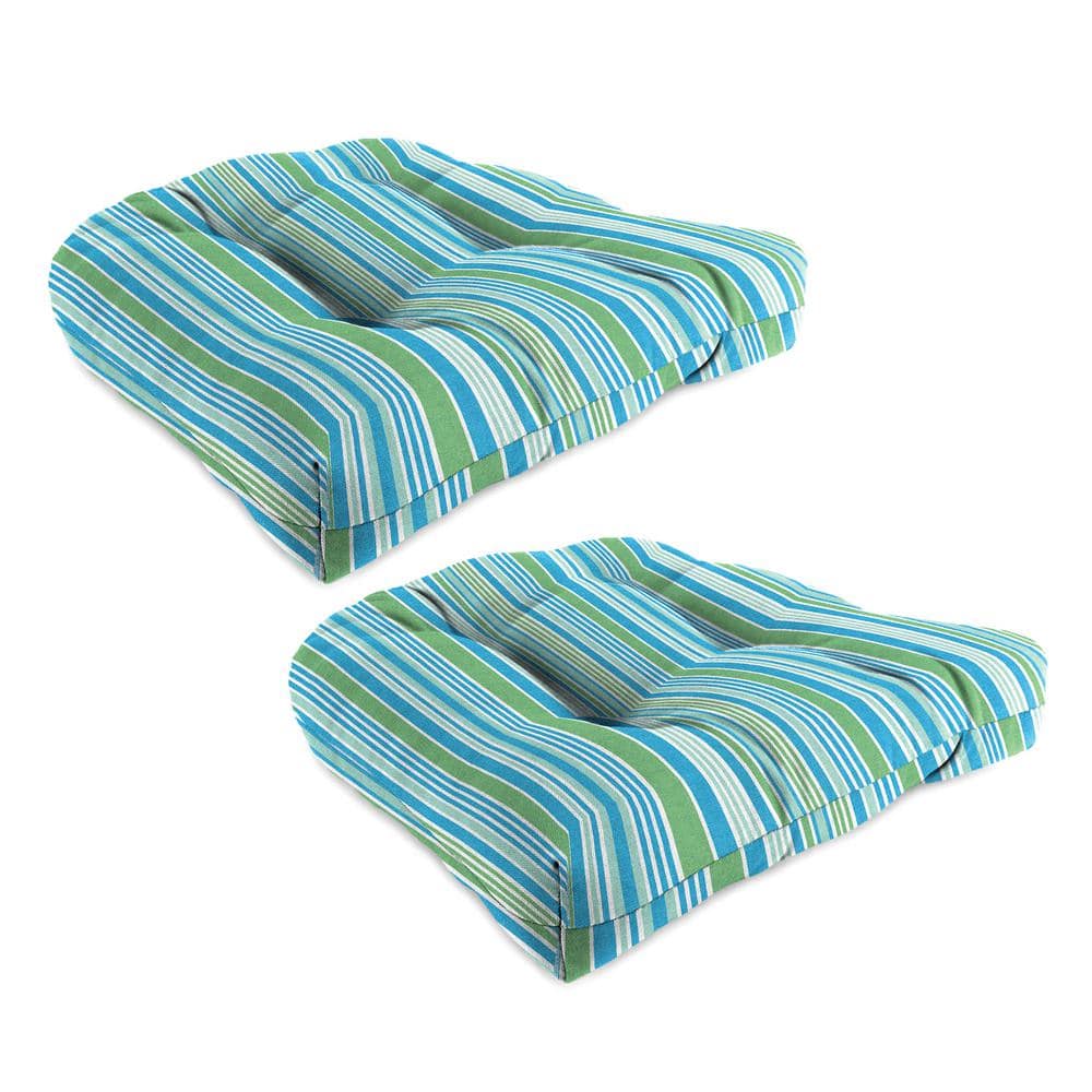 18 in. L x 18 in. W x 4 in. T Square Tufted Outdoor Wicker Seat Cushion in Ferb Turquoise and Green (2-Pack) price history on PriceWatchPro