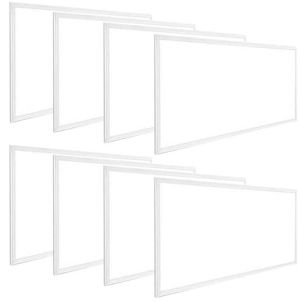 KOAOEIRS 2 ft. x 4 ft. Dimmable White Integrated LED Edge-Lit 5000K Flat Panel Ceilling Mount Light Fixture 7800 Lumens, 8-Pieces