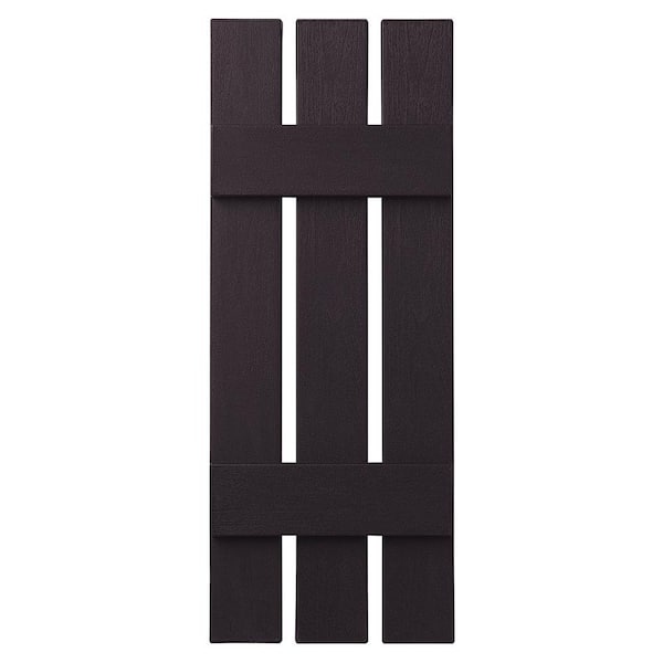 Ply Gem 12 in. x 39 in. Polypropylene 3-Board Open Board and Batten Shutters Pair in Dark Berry