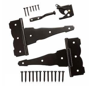 Black Stainless Steel Decorative Gate Hinge and Latch Set