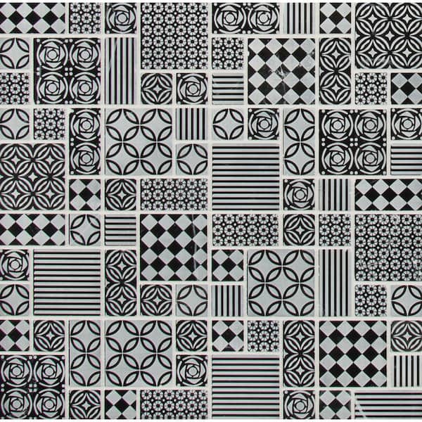 MSI Tetris Nero 12 in. x 12 in. x 10 mm Honed Marble Mosaic Tile (1 sq. ft.)
