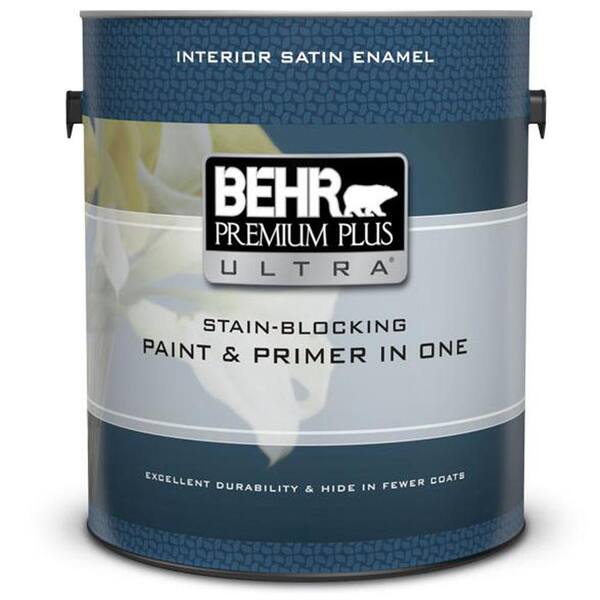 BEHR ULTRA 1 gal. Ultra Pure White Satin Enamel Interior Paint and Primer in One