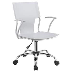 Himari Faux Leather Adjustable Height Office Chair in White and Chrome with Arms