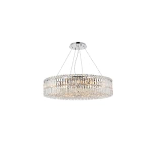 Timeless Home 32 in. L x 32 in. W x 7.5 in. H 18-Light Chrome Contemporary Chandelier with Clear Crystal