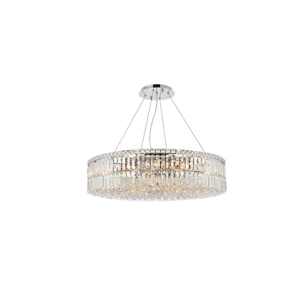 Unbranded Timeless Home 32 in. L x 32 in. W x 7.5 in. H 18-Light Chrome Contemporary Chandelier with Clear Crystal