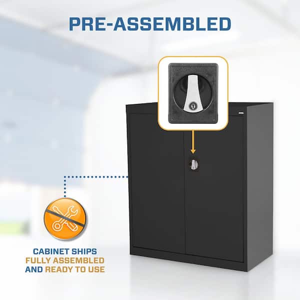 Elite Series 36 in. W x 36 in. H x 18 in. D 22-Gauge 3-Shelf Steel Freestanding Garage Storage Cabinet in Black