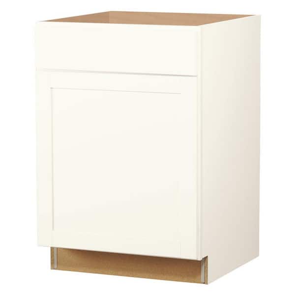 Hampton Bay Westfield Feather White Shaker Stock Assembled Base Kitchen Cabinet (24 in. W x 23.75 in. D x 35 in. H)