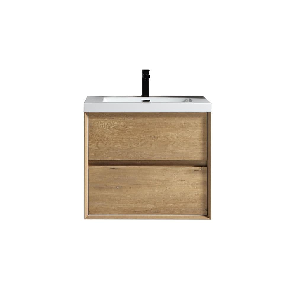 Kingdee 24 in. W x 20 in. D x 26 in. H Single Sink Floating Bath Vanity in Teak Oak with White Acrylic Top price history on PriceWatchPro