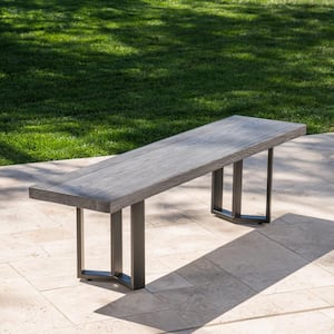 Verona 66 in. Textured Grey Oak Light Weight Concrete Outdoor Dining Bench