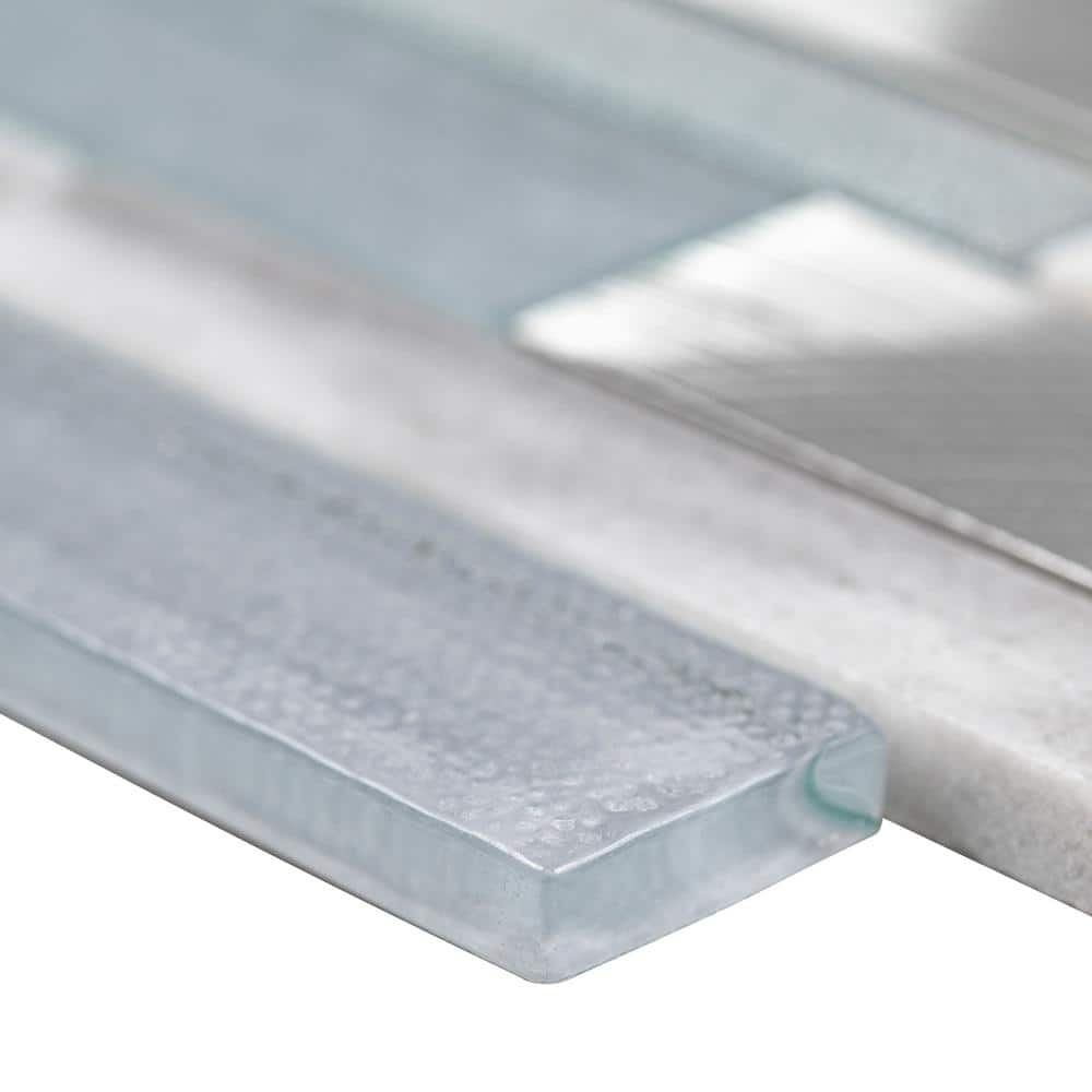 Harlow 12'' x 12'' Gray and White Glass Stone Mosaic Tile