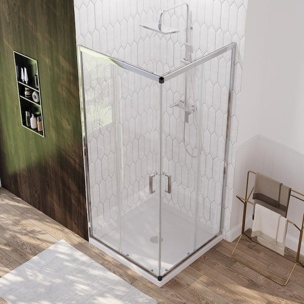 DEERVALLEY 36 in. W x 72 in. H Square Sliding Framed Corner Shower