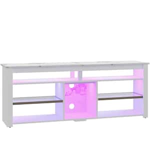 63 in. White Marble Color TV Stand FIts TV's Up to 70 in. LED Entertainment Center with Adjustable Shelve and Cabinet