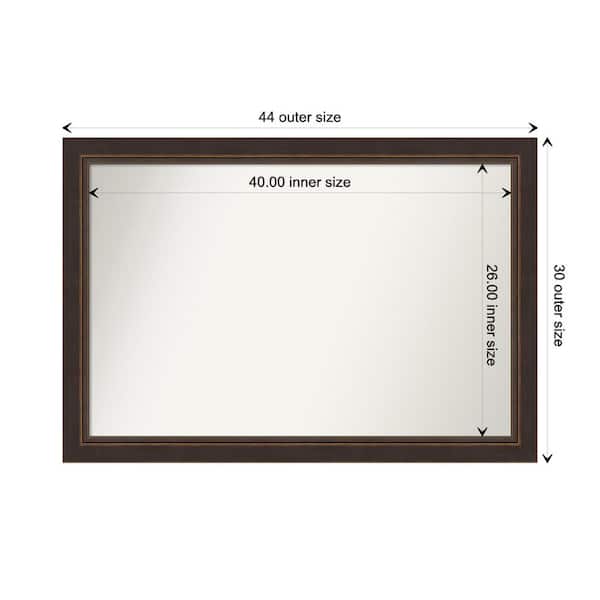 Amanti Art Lara Bronze 44.5 in. x 30.5 in. Custom Non-Beveled Wood FramedBathroom Vanity Wall Mirror