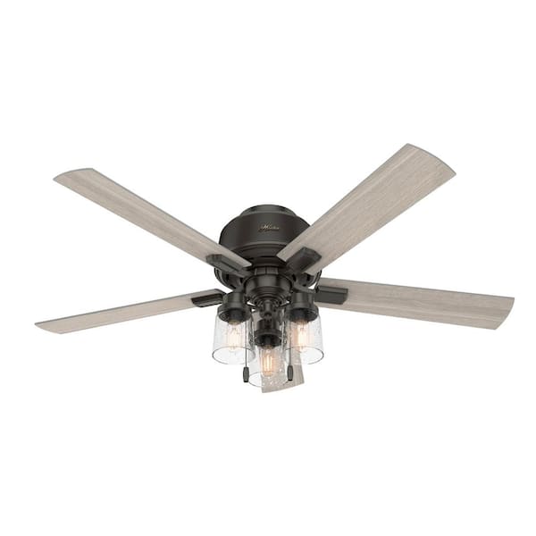 Hunter Hartland 52 in. Low Profile LED Indoor Noble Bronze Ceiling Fan with Light Kit