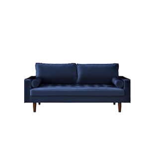 Lincoln 69.68 in. Space Blue Velvet 3-Seats Lawson Sofa with Removable Cushions