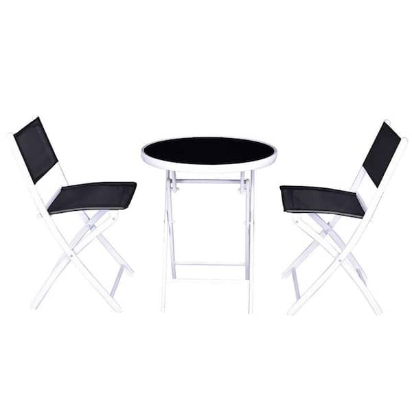 Costway 3-Piece Metal Outdoor Patio Bistro Sets Folding Table Chair