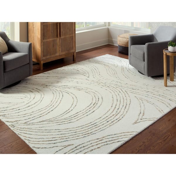 Deenbury 8 ft. x 10 ft. Beige/Green Abstract Area Rug