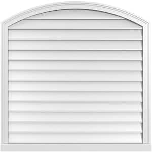 40 in. x 40 in. Arch Top Surface Mount PVC Gable Vent: Functional with Brickmould Sill Frame