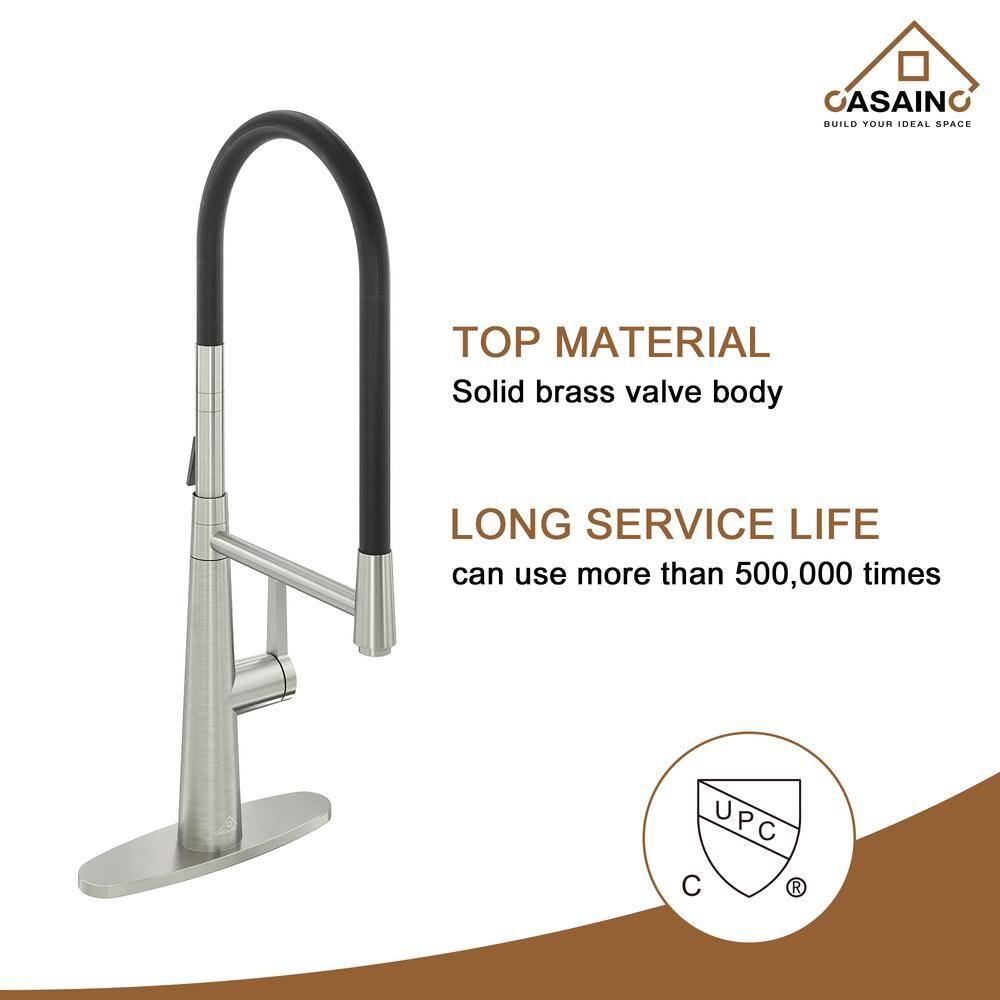 Brushed Nickel Single-Handle Kitchen Faucet with Dual-Function Spray Head