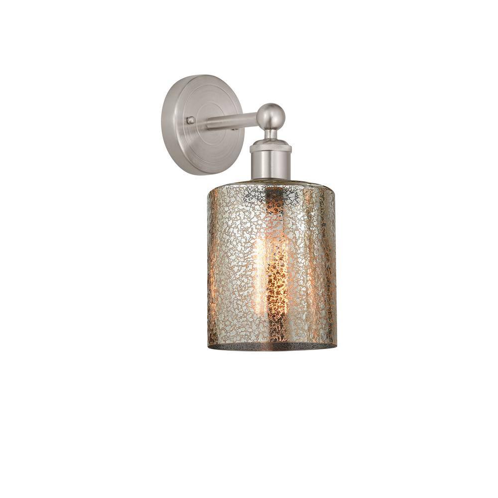 Cobbleskill 1-Light Brushed Satin Nickel, Mercury Wall Sconce with Bronze Glass Shade price history on PriceWatchPro