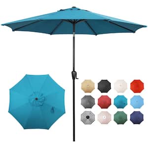 9 ft. Round 8-Rib Steel Market Patio Umbrella in Teal