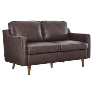 Impart 54.7in Genuine Leather Loveseat in Brown Seats 2