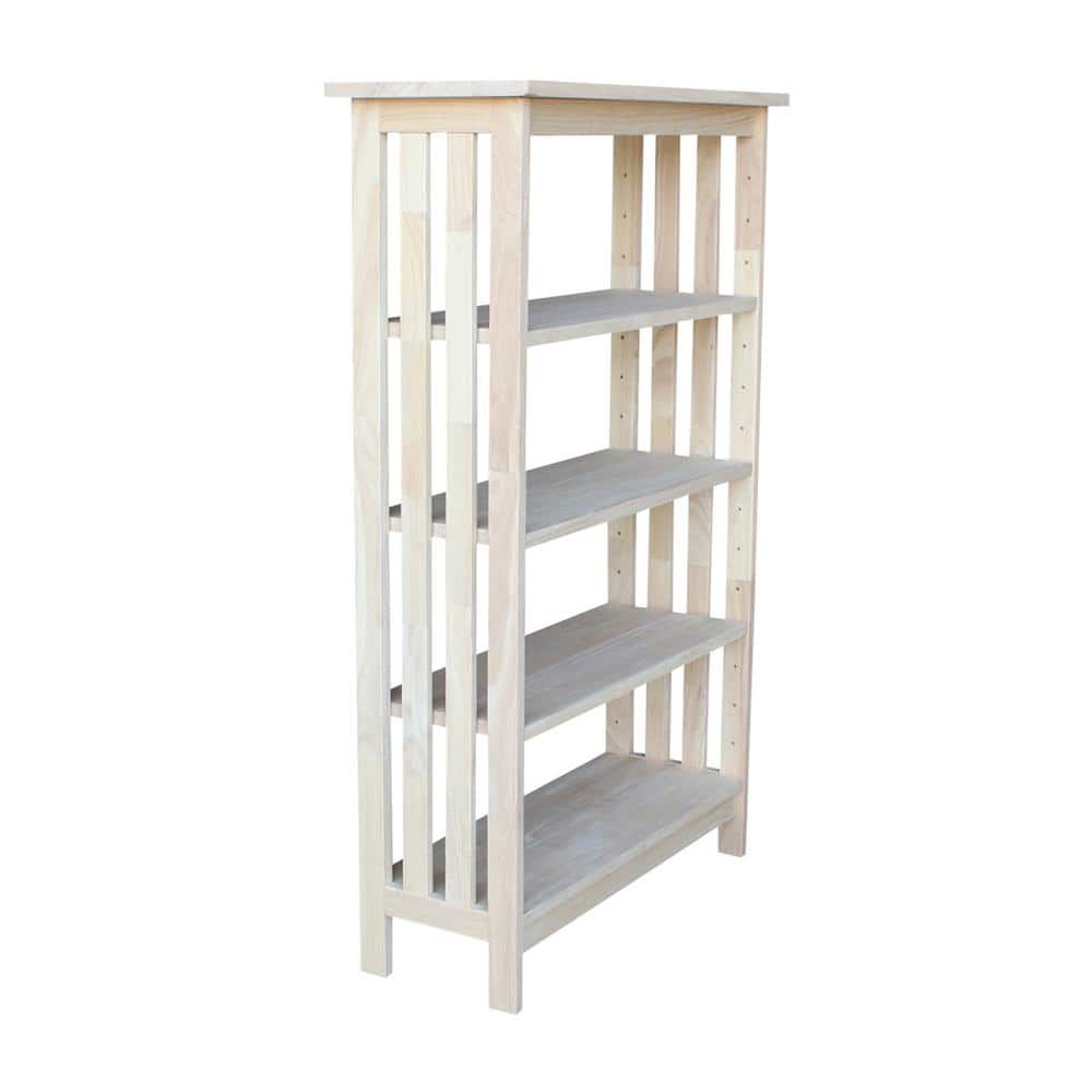 Adjustable Beige Solid Wood 38" 4-Tier Shelf Unit