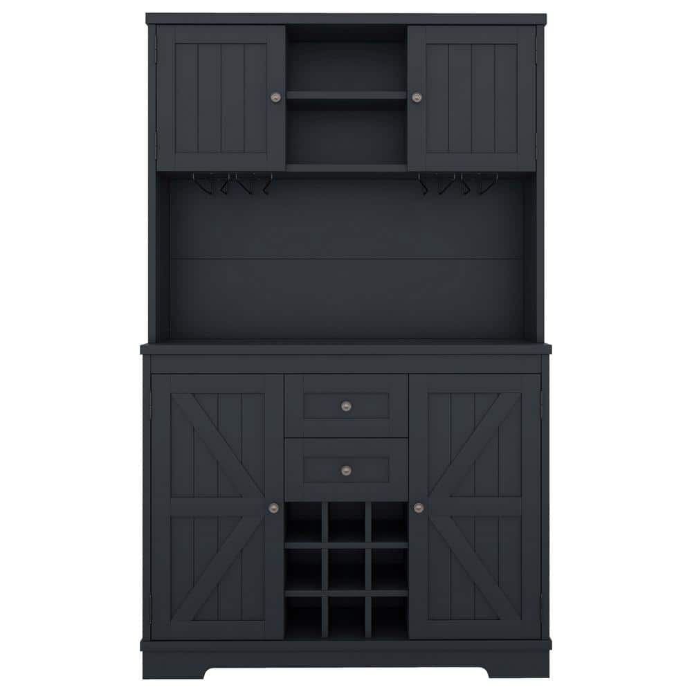 Cesicia Dark Blue Wood 47 in. W Farmhouse Kitchen Pantry with