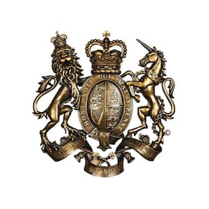 Coat Of Arms Wall Sculpture Royal Crest Lion Head Shield Crown Medieval  Decor