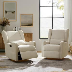 Renato Tan 29.5 in. W Modern Swivel Glider Recliner with Built-in Nightlight (Set of 2)