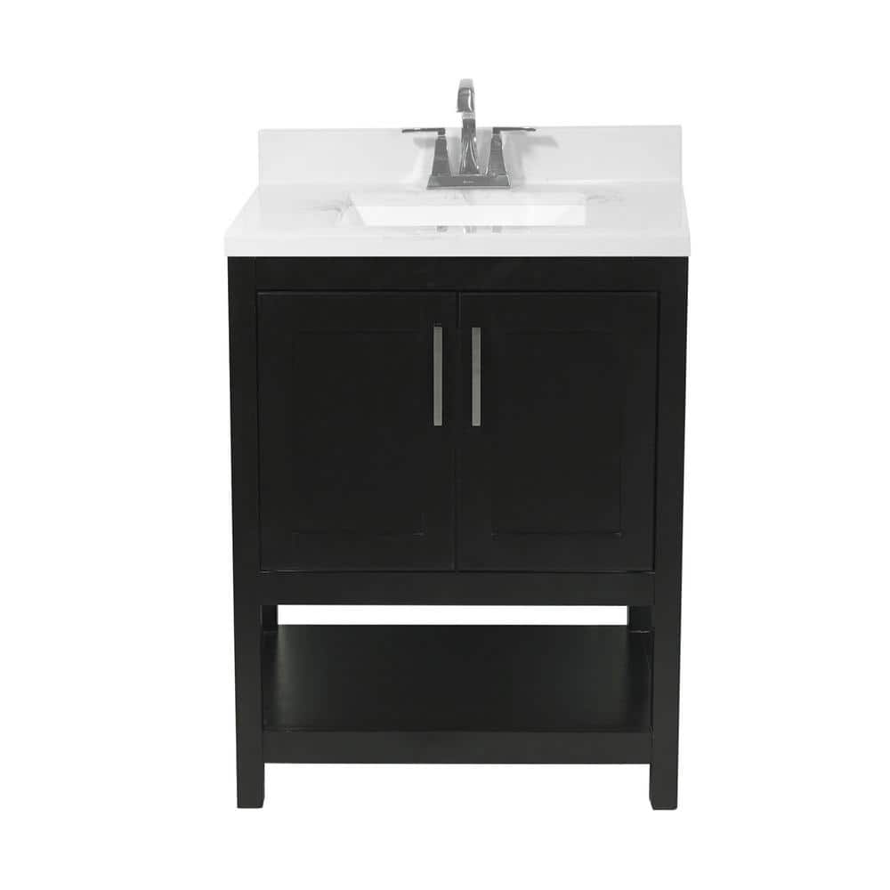Tufino 25 in. Bath Vanity in Espresso with Cultured Marble Vanity Top with Backsplash in Carrara White with White Basin price history on PriceWatchPro