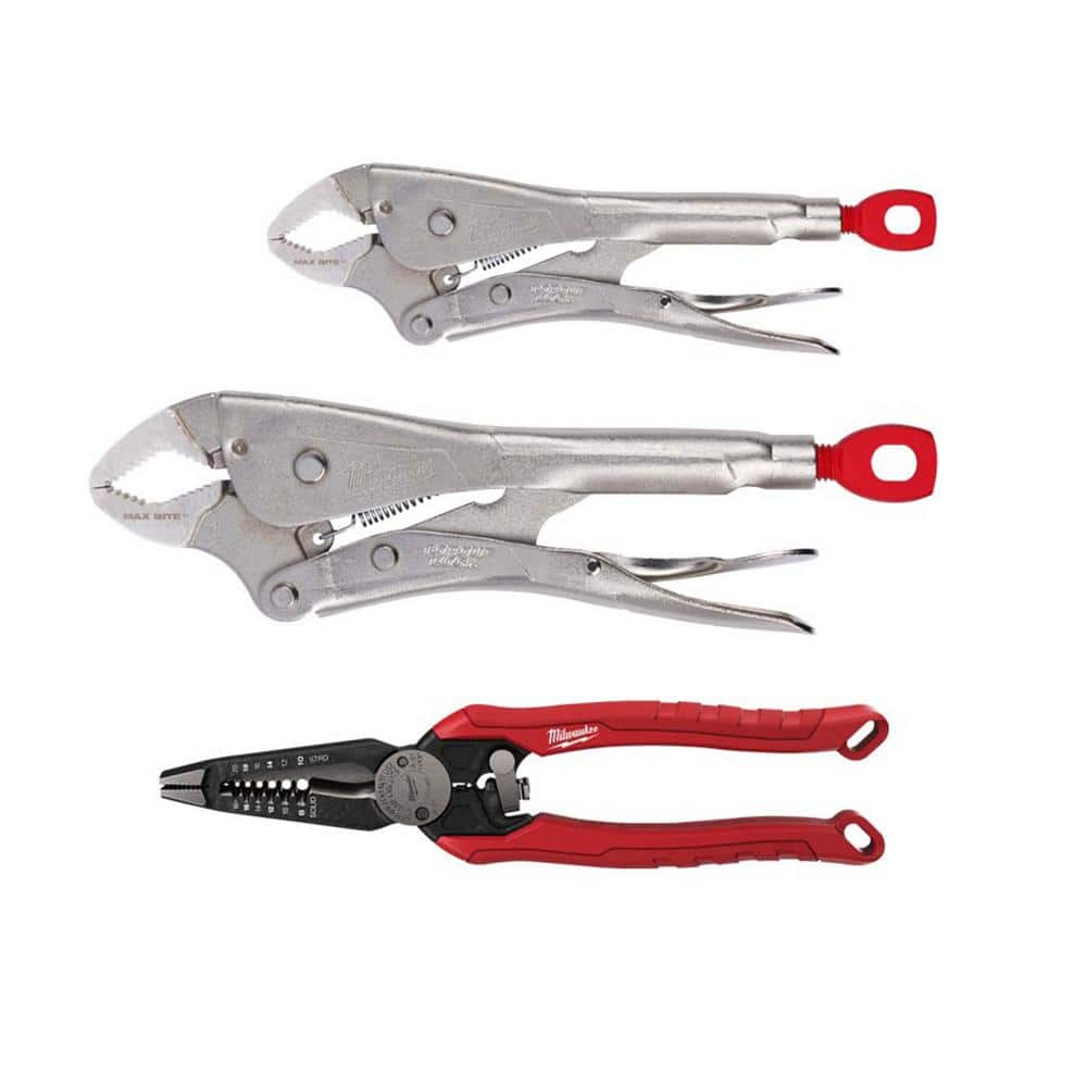 7 in. and 10 in. Curve Torque Lock Locking Pliers Set with 9 in. 7-in-1 High Leverage Combination Pliers (3-Piece) -  Milwaukee, 48-22-3702-4