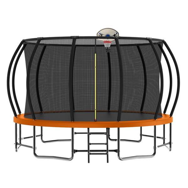 Miscool Anky 16 ft. Trampolines with Basketball Hoop, Ladder and Safety Enclosure Net