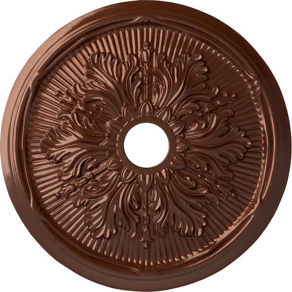 Ekena Millwork 1-7/8 in. x 23-3/4 in. x 23-3/4 in. Polyurethane Luton Leaf Ceiling Medallion, Copper Penny