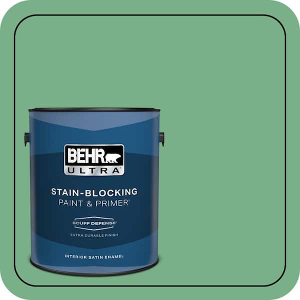 BEHR ULTRA 1 gal. #M410-5 Green Bank Extra Durable Satin Enamel Interior Paint & Primer