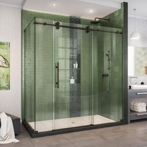 DreamLine SHDR-61547620-07 Enigma-XO 50-54 W x 76 H Fully Frameless Sliding Shower Door in Brushed Stainless Steel