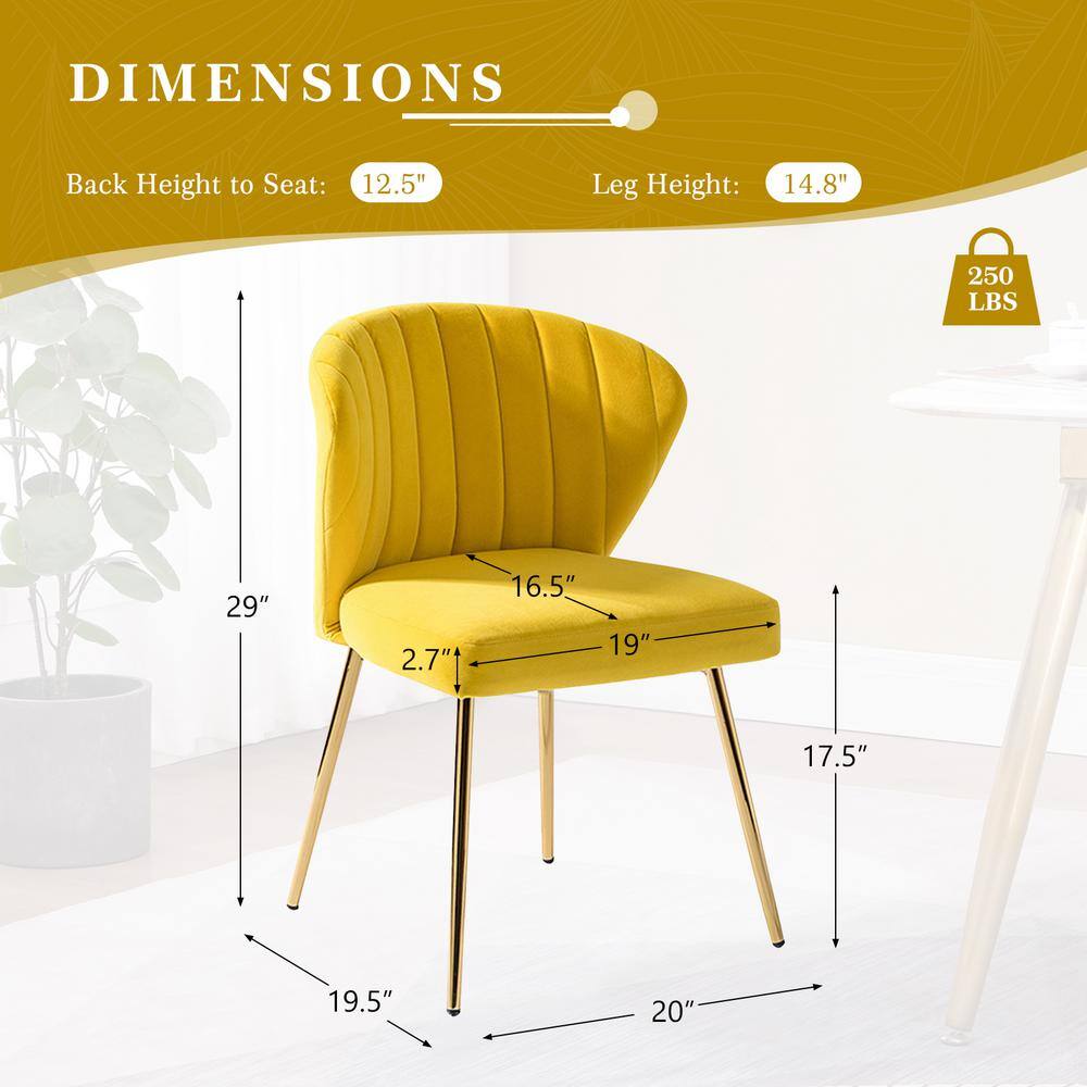 Yellow Velvet Tufted Accent Chair with Gold Legs