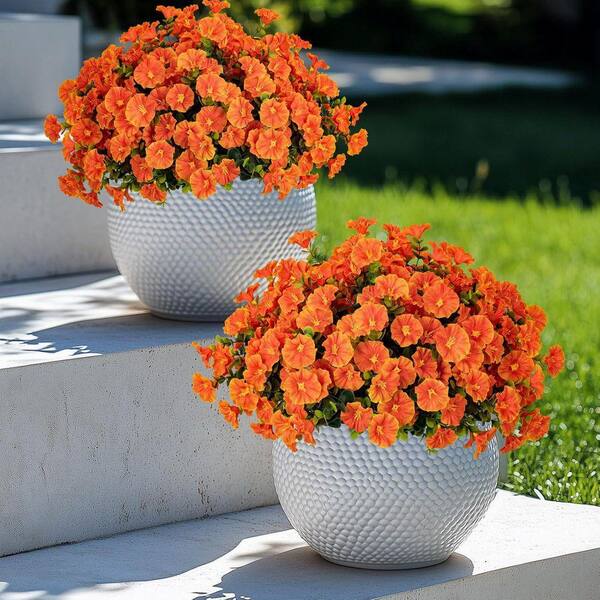 13.78 in Orange Indoor/Outdoor Artificial Morning Glory Fake